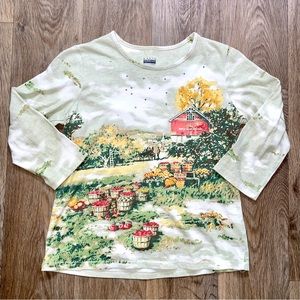 90s farm scene cottage grandmacore shirt